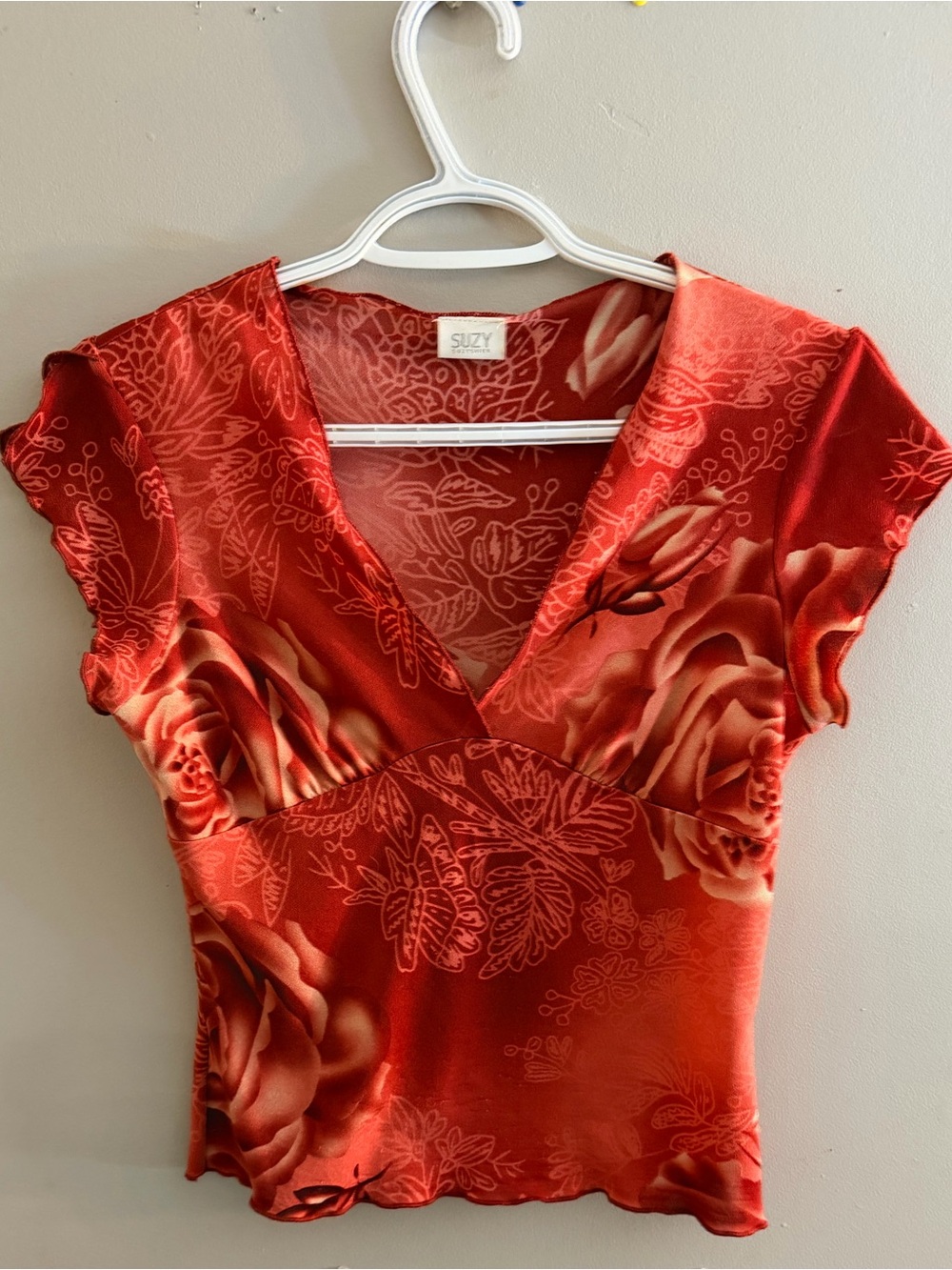 Vintage Y2K Suzy Shier floral fairy top made in Canada rose print floral design